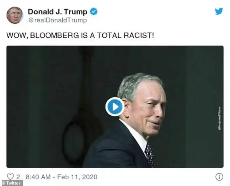 il tweet di trump su bloomberg razzista