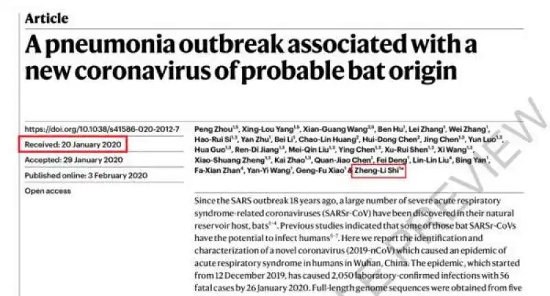 lo studio  sul virus cinese dal pipistrello