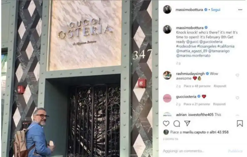 massimo bottura apre osteria gucci a los angeles