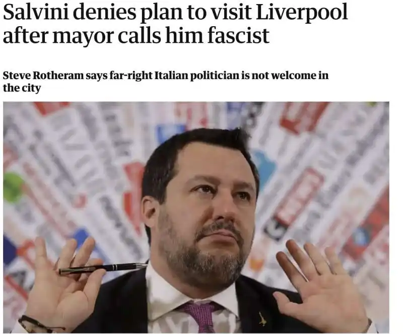 salvini a liverpool sul guardian