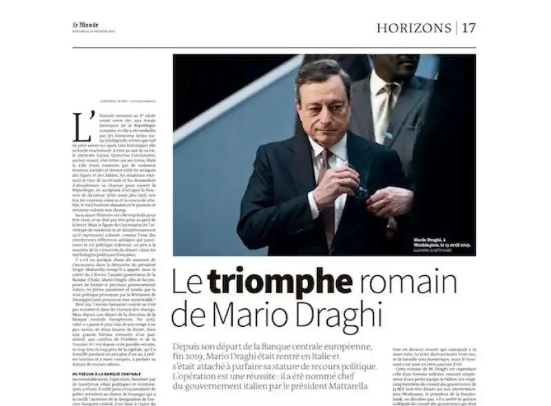 ARTICOLO DI LE MONDE DOPO LA FIDUCIA A MARIO DRAGHI AL SENATO