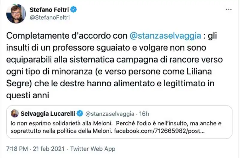 IL POST DI STEFANO FELTRI CONTRO GIORGIA MELONI