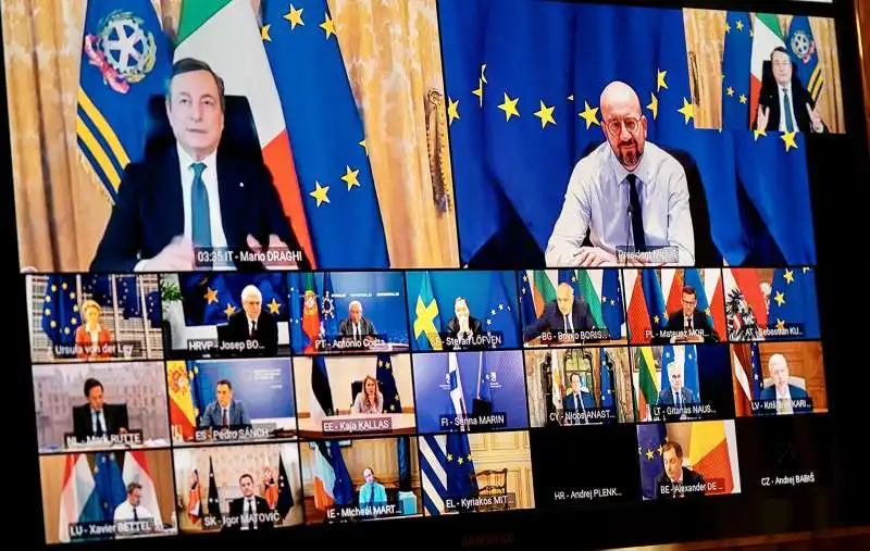 MARIO DRAGHI - CONSIGLIO EUROPEO IN VIDEO CONFERENZA 