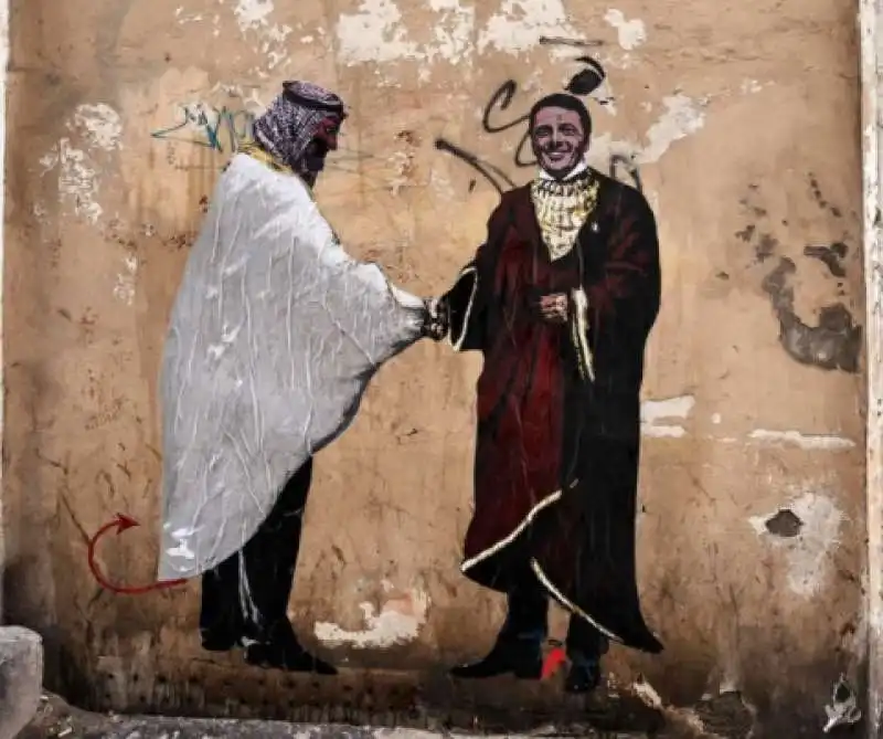 mohammed bin salman e matteo renzi   il murale a roma 1