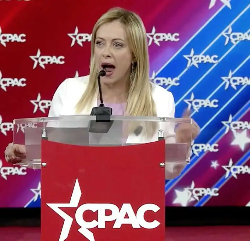 giorgia meloni alla conferenza dei conservatori cpac, in florida 