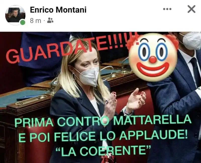 il post del senatore enrico montani contro la meloni 