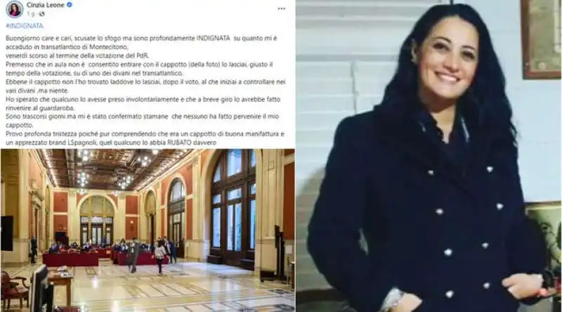 IL POST DI CINZIA LEONE SUL CAPPOTTO RUBATO 