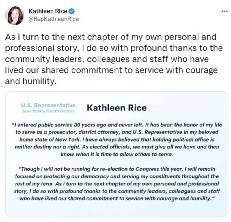 kathleen rice non si ricandida alle midterm 2022