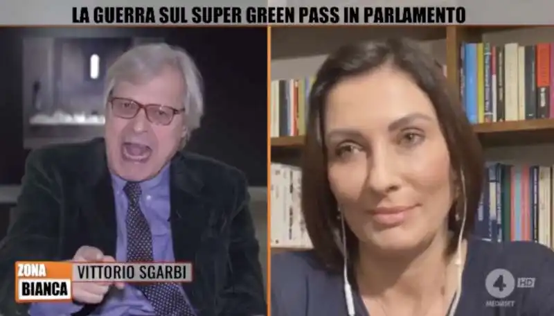 vittorio sgarbi vs alessia morani a zona bianca 