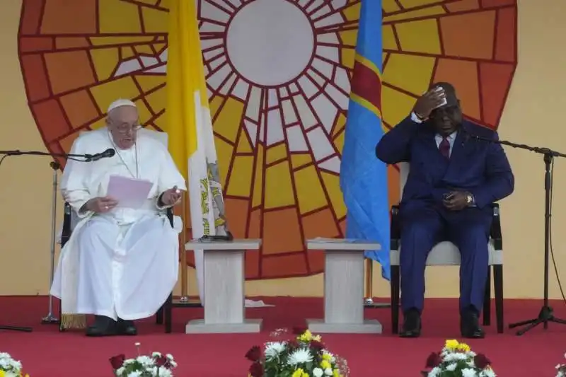 bergoglio con il presidente congolese felix tshisekedi a kinshasa 