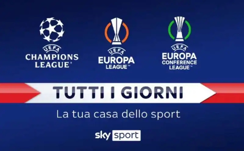 champions europa league e conference su sky 