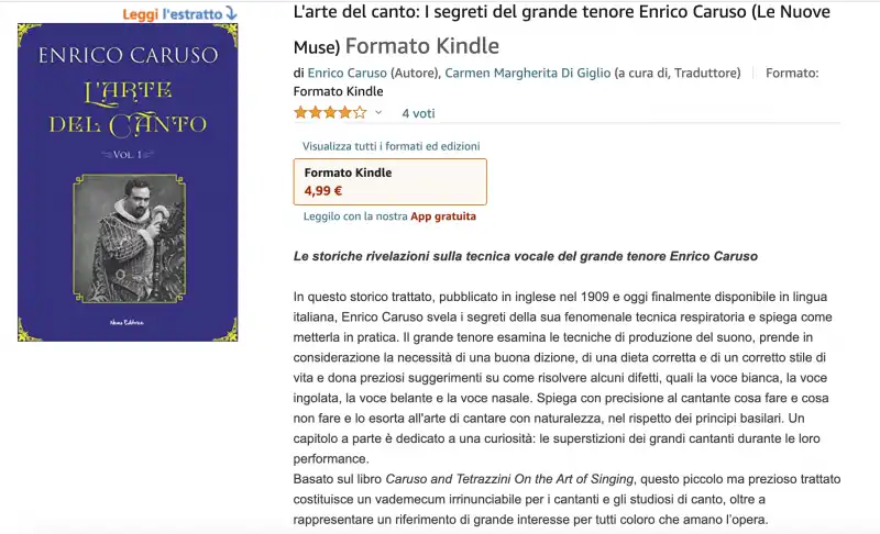 enrico caruso l'arte del canto  formato kindle