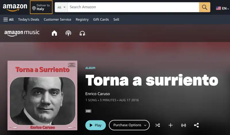 enrico caruso torna a surriento su amazon