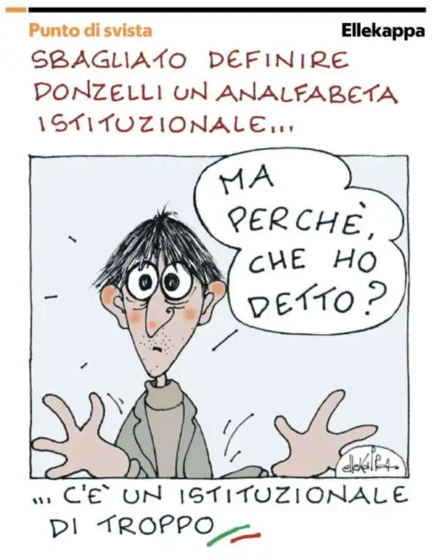 GIOVANNI DONZELLI ANALFABETA ISTITUZIONALE - VIGNETTA ELLEKAPPA 