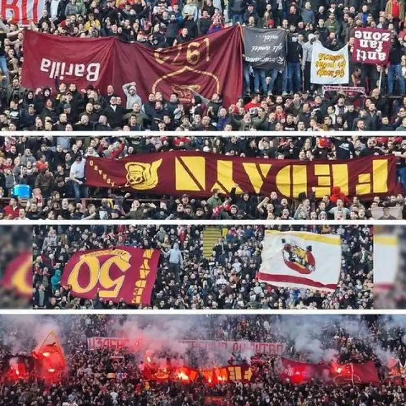 gli striscioni dei fedayn romanisti esposti allo stadio dagli ultras della stella rossa di belgrado