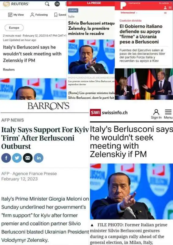 LE DICHIARAZIONI PRO PUTIN DI BERLUSCONI SUI GIORNALI INTERNAZIONALI