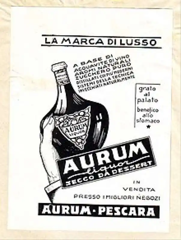 LIQUORE AURUM PUBBLICITA DI GABRIELE D'ANNUNZIO