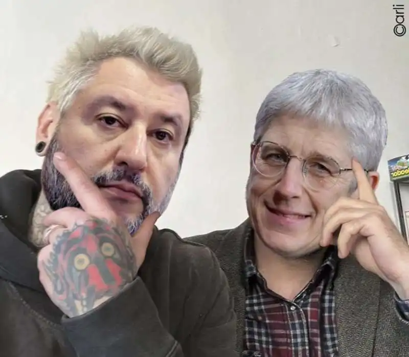 MATTEO SALVINI E MARIO GIORDANO COME FEDEZ E SAVIANO - MEME BY CARLI 