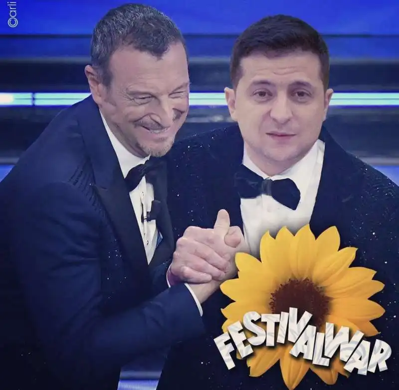 MEME SU ZELENSKY A SANREMO BY CARLI 