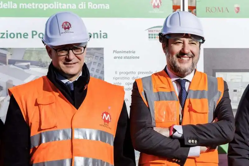 ROBERTO GUALTIERI MATTEO SALVINI SOPRALLUOGO ALLA METRO C 