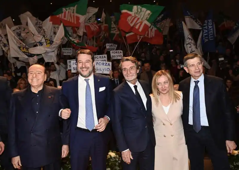 SILVIO BERLUSCONI MATTEO SALVINI ATTILIO FONTANA GIORGIA MELONI MAURIZIO LUPI