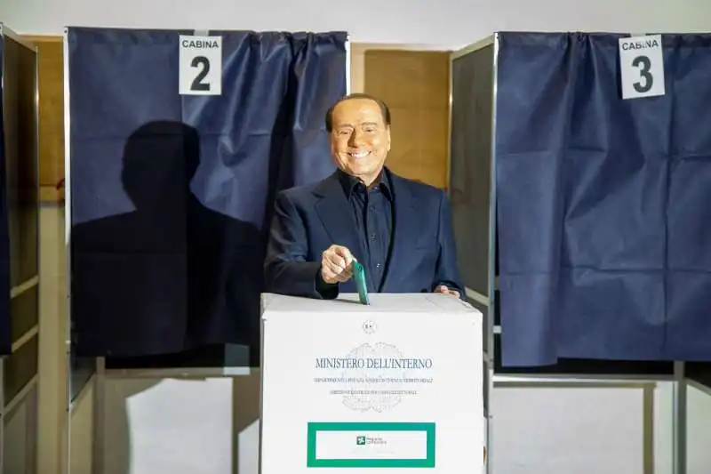 SILVIO BERLUSCONI VOTA ALLE REGIONALI 2023 IN LOMBARDIA 