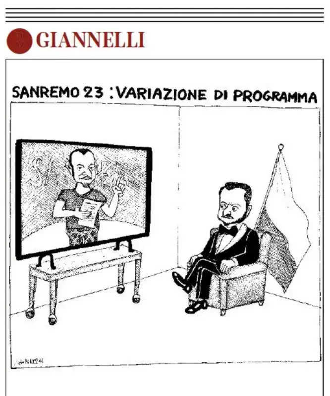 ZELENSKY A SANREMO VIGNETTA BY GIANNELLI