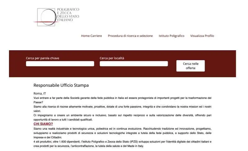 ANNUNCIO PER UFFICIO STAMPA - POLIGRAFICO E ZECCA DELLO STATO ITALIANO 