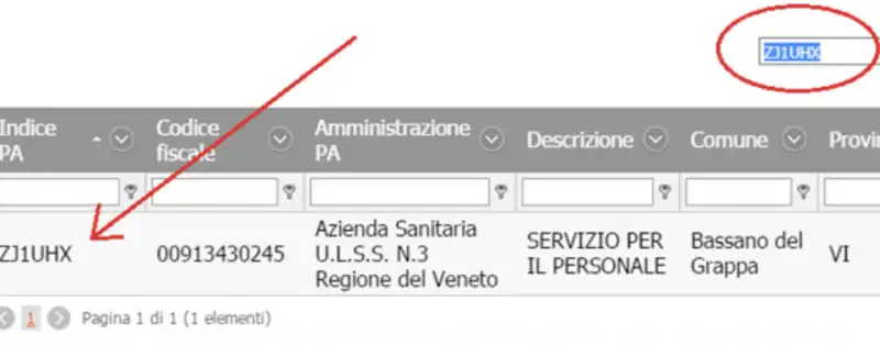 Codice univoco identificativo 