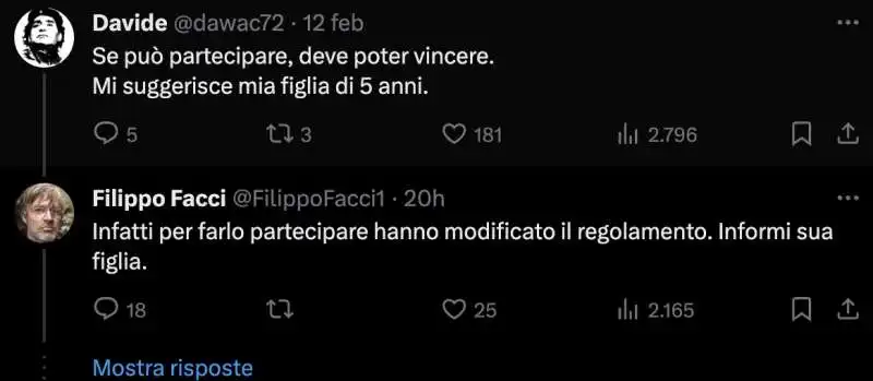 tweet di filippo facci contro napoli   1