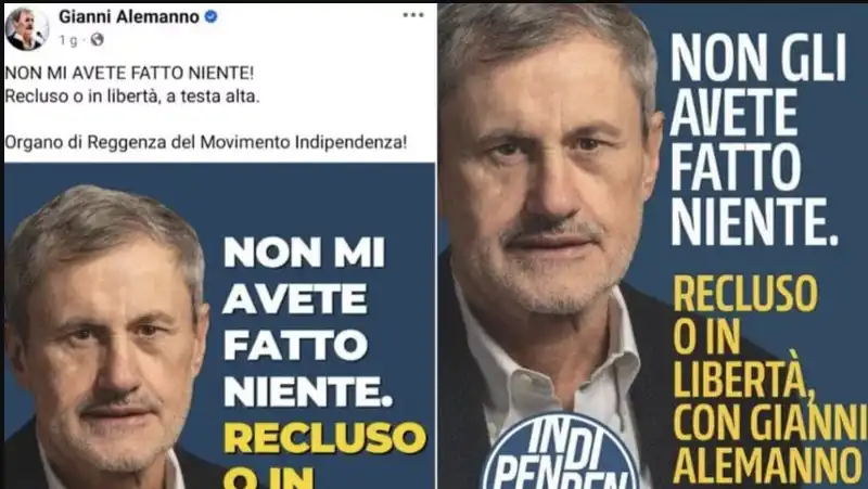 post facebook di gianni alemanno in carcere