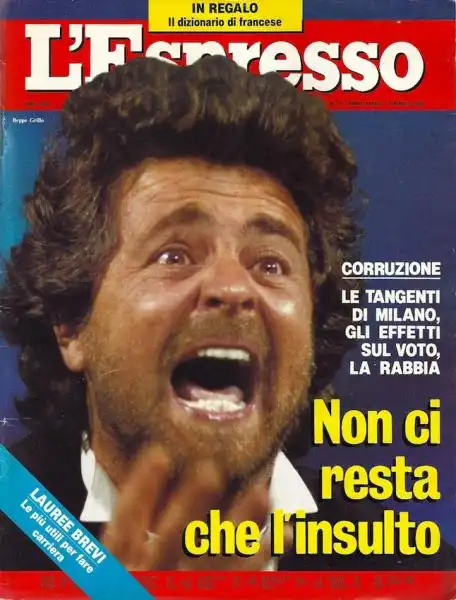 BEPPE GRILLO IN UNA COPERTINA VINTAGE DE L ESPRESSO 