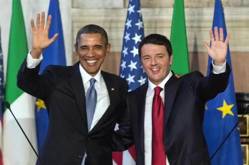 MATTEO RENZI E BARACK OBAMA FOTO LAPRESSE 