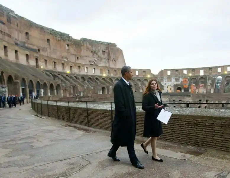 BARACK OBAMA IN VISITA AL COLOSSEO FOTO LAPRESSE 