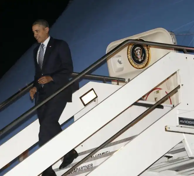 OBAMA ARRIVA A FIUMICINO FOTO LAPRESSE 