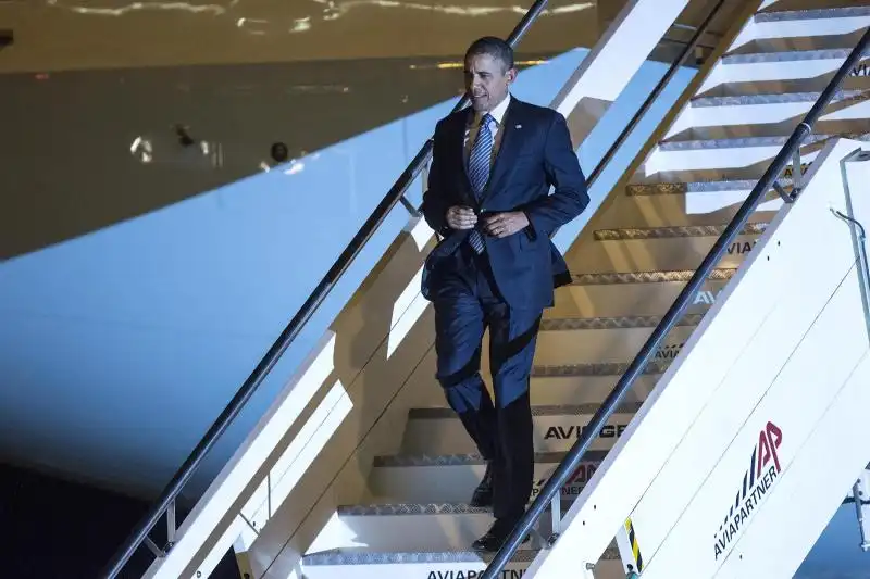 OBAMA ARRIVA A FIUMICINO FOTO LAPRESSE 