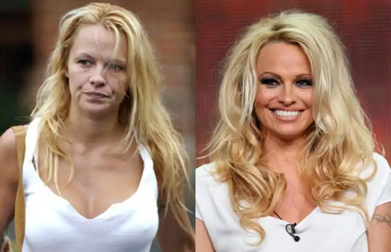 Pamela Anderson con e senza photoshop 