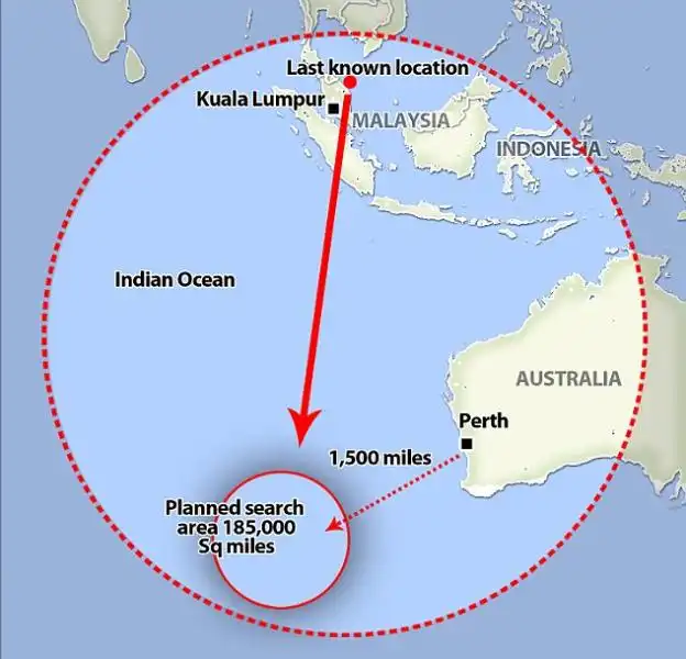 zona di ricerca del volo malaysia 