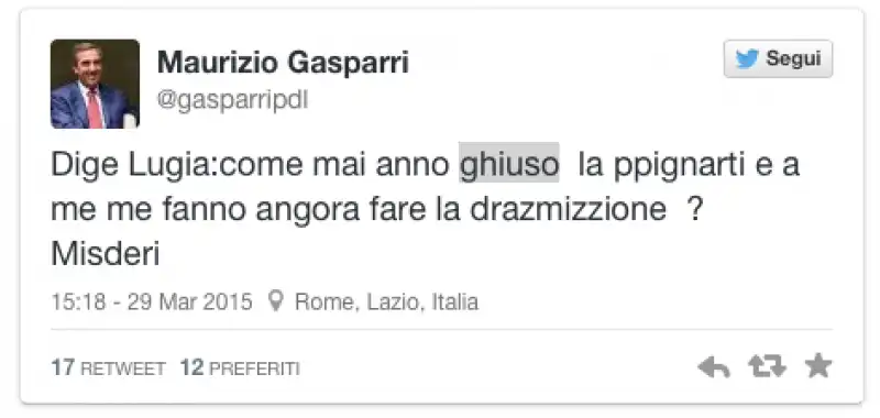 IL TWEET DI GASPARRI 