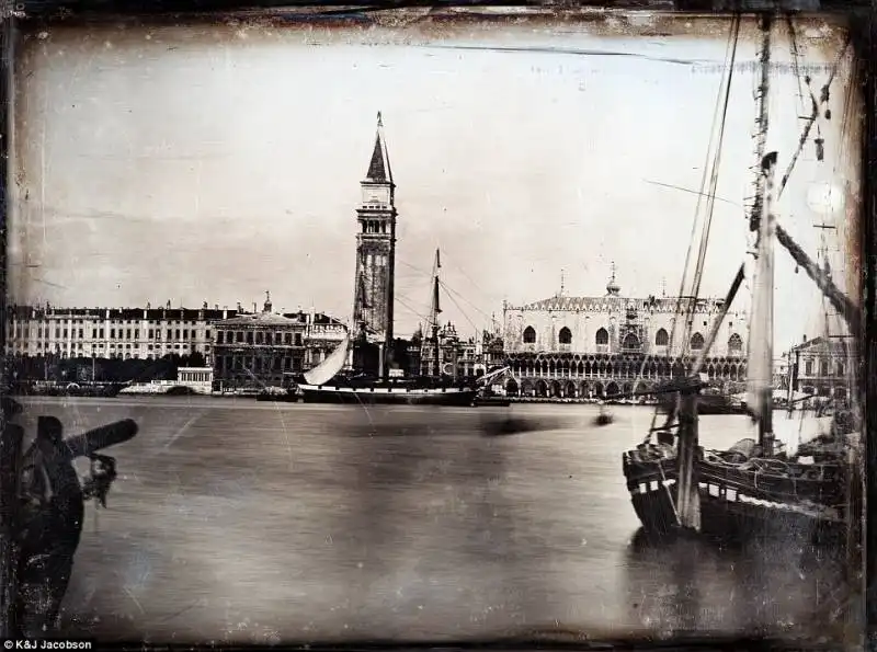 palazzo ducale, zecca di venezia e il campanile di san marco nel 1851