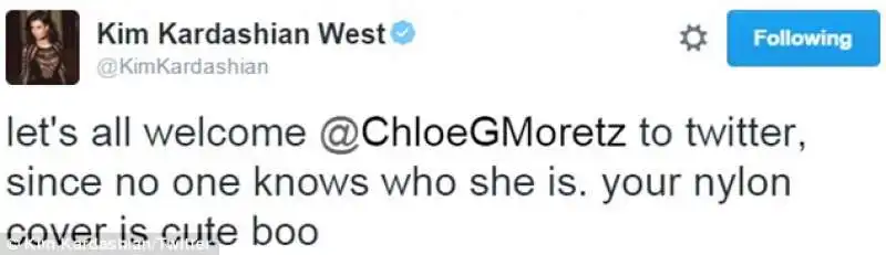 kim kardashian tweet contro chloe grace moretz