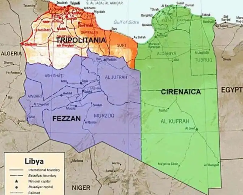 libia divisione cirenaica tripolitania fezzan