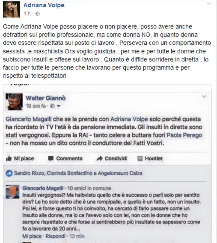 ADRIANA VOLPE RISPONDE A GIANCARLO MAGALLI