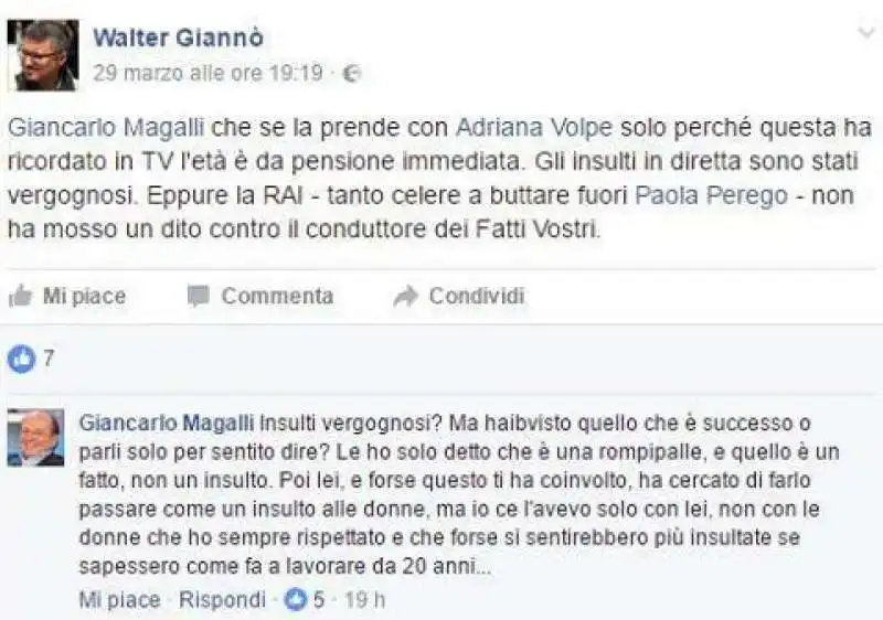 GIANCARLO MAGALLI CONTRO ADRIANA VOLPE