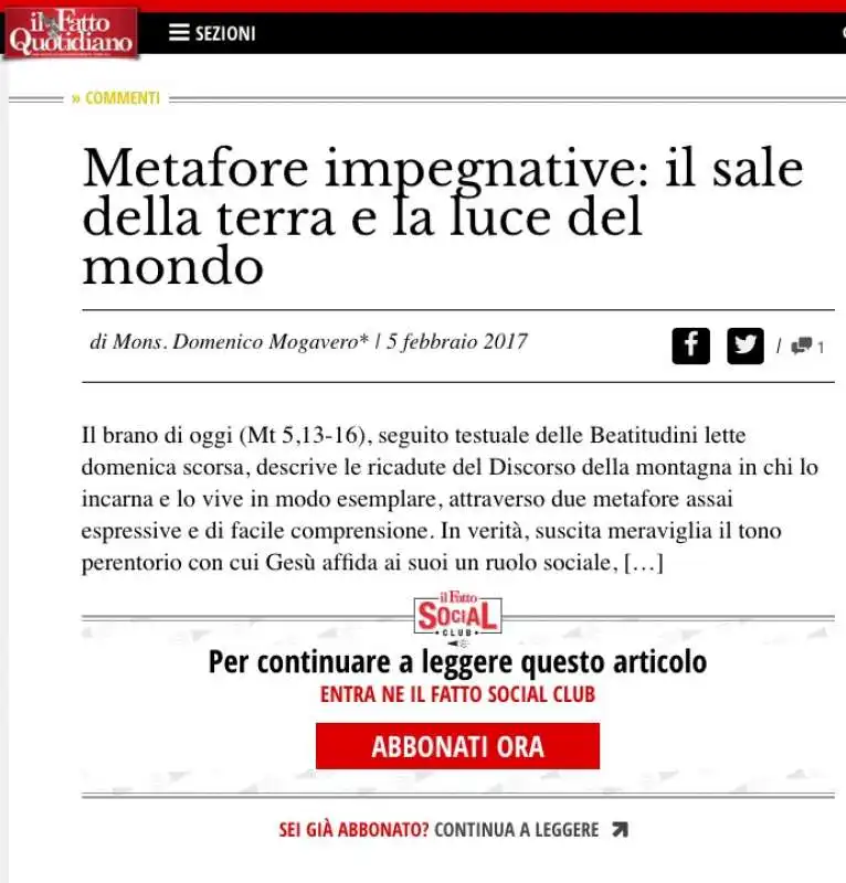 gli articoli di monsignor domenico mogavero per il fatto quotidiano