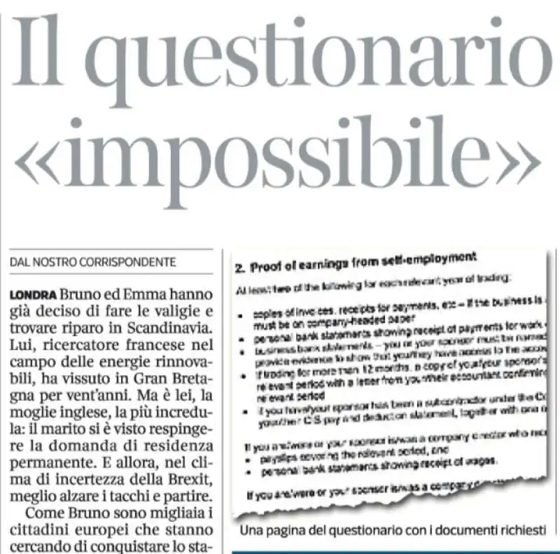 il questionario pubblicato dal corriere