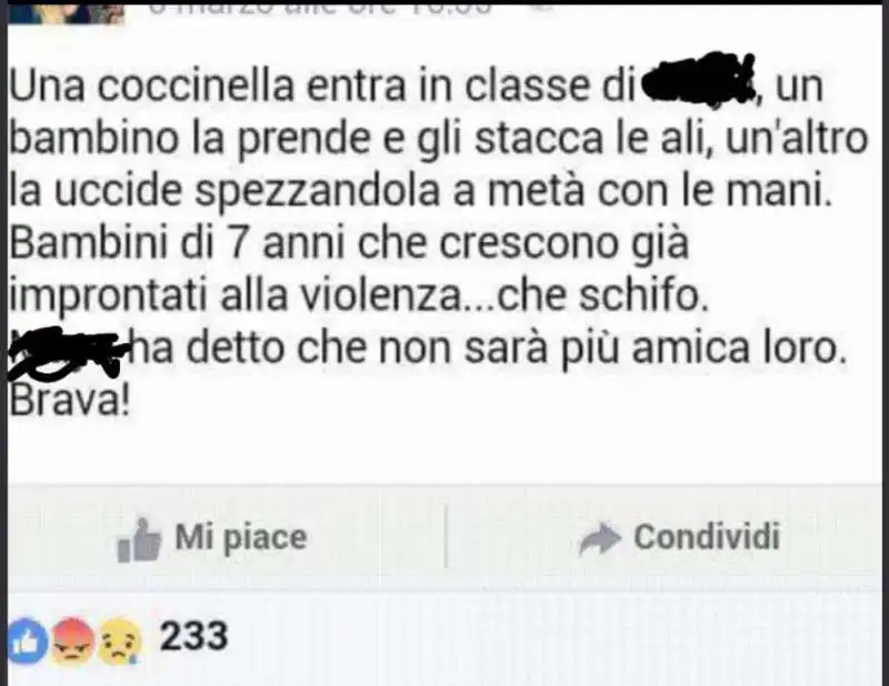 la mamma vegana e la coccinella