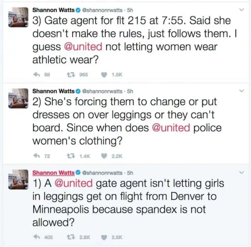 LA UNITED AIRLINES FA SCENDERE DUE RAGAZZE CHE INDOSSAVANO LEGGINGS