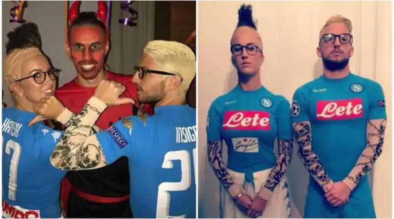 mertens vestito da insigne e la moglie kat da hamsik