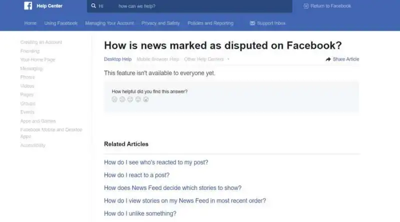 notizie disputate fake news facebook